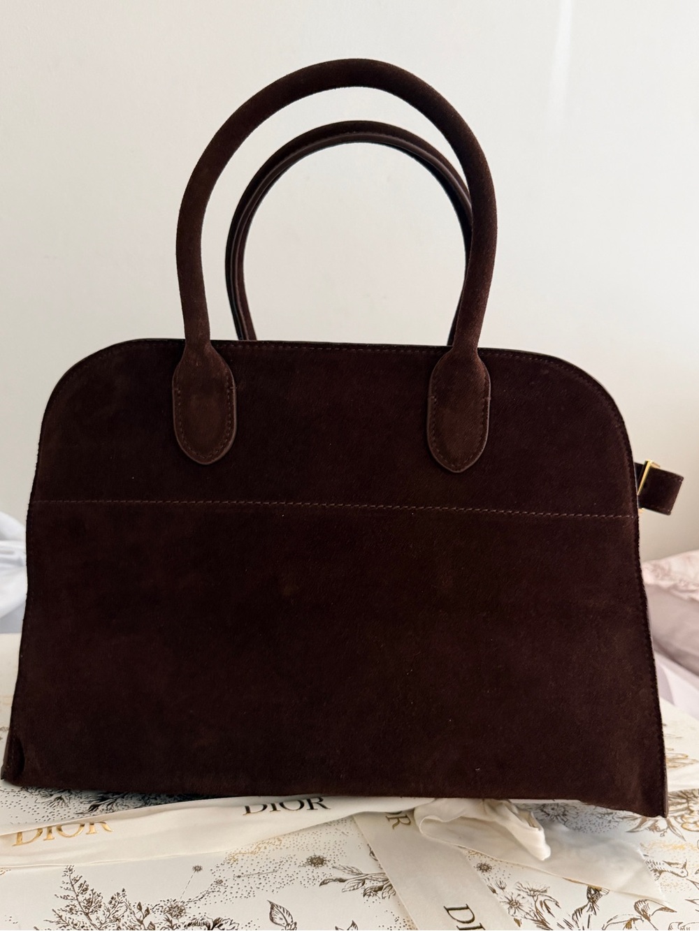 Classic Dark Brown Suede Women’s Handbag